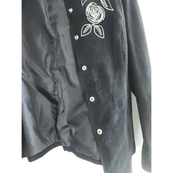 Rita Closet Women Black w/Silver Floral Embroideredy 100% Suede Jacket sz Large - Picture 6 of 10